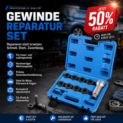 🚗🔩 10‑teiliges Kfz Gewindereparatur‑Set 🛠️ Werkzeugset zur Reparatur von beschädigten Schraubgewinden für Auto‑Reparaturarbeiten